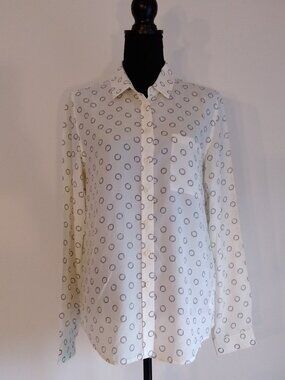 Fossil Silk Pencil Print Button Down Sz M